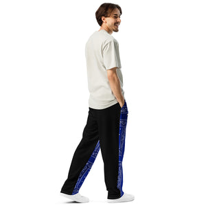 Unisex Blue Paisley Joggers (Wide-leg)