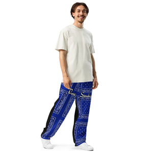 Unisex Blue Paisley Joggers (Wide-leg)