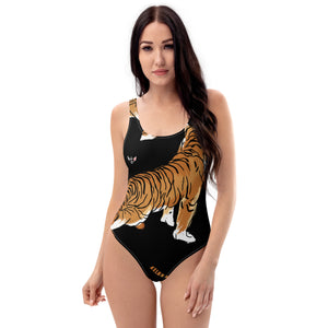 Three Spade Tiger One-Piece Swimsuit